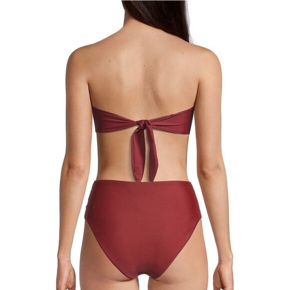 Veronica Beard Azoia Tie Front Bikini Bottoms in Deep Brick Size XL - Picture 5 of 12